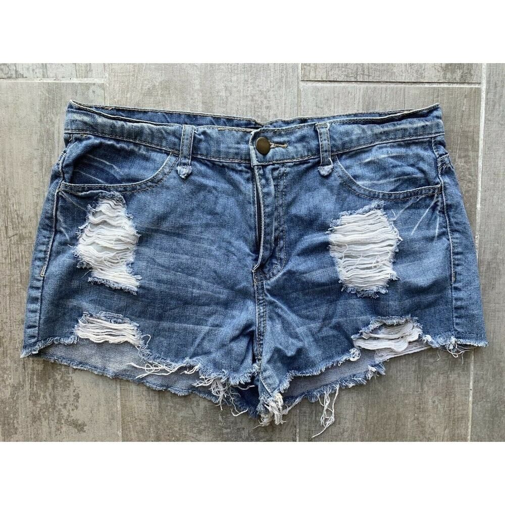 Summer Beach Soft Denim Jean Cut Off Shorts Distressed Medium Light Wash Size 27 - Picture 2 of 8